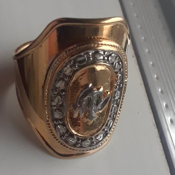 Vintage Gold Ring With Silver Accents - Picture 10 of 12